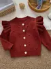 Ropa Infantil para Niñas, Cárdigan de Punto con Lunares y Mangas Acampanadas Pequeñas, Algodón Puro Grado A, Suave y Amigable con la Piel, Personalizable, Prenda Exterior Dulce para Salir