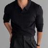 POLO Rayado de Verano 2024 de Manga Corta Sugiyama para Hombre Estilo Coreano Ajustado Manga Larga Lar Color Sólido Casual Hombro Top de Moda