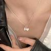 Plata de Ley S925 Mismo Estilo Acuamarina Mariposa Estrella Perla Collar para Mujer Nicho de Alta Gama Lujo Ligero Versátil Cadena Clavicular