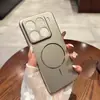 Funda magnética ultrafina de pintura metálica para teléfono, círculo delgado, adecuada para Xiaomi 14Ultra, color puro, Xiaomi 15, moderna 15Pro