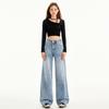Jeans Americanos Azules Claros de Pierna Ancha para Mujer Primavera y Otoño 2025 Nuevo Recto Holgado Adelgazante Pantalón Largo hasta el Piso