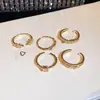Anillo Abierto Geométrico Cuadrado con Espiga de Trigo Chapado en Oro Real de 18k con Circonita Set Anillo para Dedo Índice de Lujo Ligero y Acabado de Alta Gama