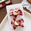 Estilo coreano rojo dulce cuadros lazo clip doble BB para niños clip para el pelo de puntos de onda para niñas accesorios para el cabello