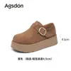 Mules de Cuña Gruesa Aogushi Deng de Cobertura Total para Mujer 2026 Otoño Nuevos Retro Suela Suave Sin Cierre Zapatos Individuales Cómodos