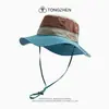 Sombrero de pescador retro de bloques de color estilo montaña para exteriores para hombres y mujeres, protección solar, secado rápido, sombrero de sol, para escalada de montaña de verano, senderismo, pesca, delgado