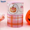 Cinta de 63 mm Color Rosa con Moño, Cuadros de Calabaza, Bloques de Color, Bordes con Alambre, Acción de Gracias, Manualidades para Corona, Empaque de Regalo