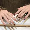 Unhas Cat-Eye Usáveis Tendência do Tiktok, Estilo Curto, Feitas à Mão com Acabamento de Luxo, Unhas Postiças Usáveis Atacado