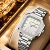 2026 Novo Modelo Quadrado Patek Moda Calendário Pulseira de Aço Masculino Negócios Transfronteiriço Cronógrafo Moda À Prova D'água Relógio de Quartzo