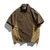 Camiseta de verano fina de seda helada para hombre, corte holgado, manga corta, estilo montaña americano, para ir al trabajo al aire libre en la ciudad, camiseta con cordón de secado rápido, moderna