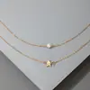 Collar de Perlas con Estrella de Cinco Puntas de Moda Estilo Coreano, Cadena Clavicular Femenina de Estrella Japonesa y Coreana, Nuevo Collar de Joyería