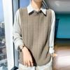 2024 otoño e invierno nuevo chaleco de cachemira hueco de cuello redondo para mujer chaleco de lana sin mangas talla grande dulce