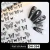 Pegatinas para Uñas de Lazo de Encaje Blanco y Negro Rayas Houndstooth Huecas Pegatinas para Uñas de Flor de Rosa Pegatinas Completas Estilo Dh