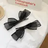 Horquilla de malla con lazo de Corea del Sur, elegante horquilla con flequillo lateral dulce, pinza para la frente con temperamento, tocado con pinza de pico de pato
