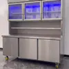 Gabinete Comercial de Doble Compartimento, Mesa de Trabajo de Acero Inoxidable Vertical de Doble Temperatura y Doble Control, Gabinete de Refrigeración y Congelación de Gran Capacidad para Cocina