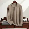 Suéter de Cachemira para Hombre, Cachemira Pura, Nuevo Estilo Otoño e Invierno 2026, Jersey de Manga Larga, Cuello Polo, Suéter Exterior Tejido