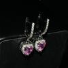 Venta caliente en vivo de Tiktok Nuevo colgante de diamante rosa en forma de corazón de amor Pendientes de anillo abierto de traje de cristal rosa de diamante de lujo