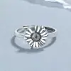 Anillo de Margarita de Plata de Ley 925 para Mujer, Nuevo Estilo de Moda, Anillo de Margarita Fresco y Elegante, Joyería de Plata Única y Elegante