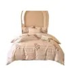 Juego de ropa de cama de cuatro piezas de grado A, seguro para bebés, estilo minimalista, algodón puro, incluye una sábana y una funda de edredón de algodón lavado, adecuado para dormitorios; conjunto de tres piezas de algodón puro