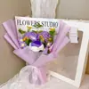 Terminado transfronterizo 520 día de la madre ramo de clavel de lana tejido a mano flores tejidas día del maestro