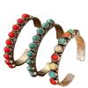 Pulsera bohemia para mujer de aleación con incrustaciones de turquesa, joyería, comercio exterior de Amazon, pulsera retro con incrustaciones, versión alta