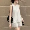 Nuevo conjunto de verano estilo old money, simple y versátil, elegante y apropiado, conjunto de dos piezas blanco de top y shorts