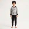Outono e Inverno Roupas de Algodão com Gola Redonda para Crianças Calças Compridas Meninos e Meninas Estampa de Desenho Animado Roupa de Baixo Suit Pijama
