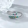 Pulseira de Prata Esterlina Pavão Cloisonné Filigrana Feita à Mão Prata Pura S999 Pavão Aberto Tela Aberta Pulseira de Prata para Mulheres Cor Esmalte