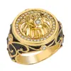 Kawei Wish Popular Anel de Leão com Zircônia e Pedras Completas Estilo Punk Europeu e Americano Anel de Leão Dominador em Ouro 18K