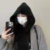 Conjunto de duas peças estilo coreano com xale, chapéu e cachecol em cor sólida, quente e adequado para outono e inverno, chapéu de tricô fashion de uso duplo