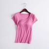 Camiseta modal para mujer, color liso, manga corta, copa sin sujetador, ropa interior todo en uno para el hogar, corte ajustado, manga corta, personalización OEM