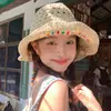 Nuevo Sombrero de Pescador Colorido con Cuentas Estilo Hyuna, Sombrero de Paja de Verano para Playa para Mujeres, Sombrero de Sol de Ala Ancha, Sombrero Plegable