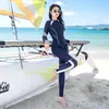 Talla grande Corea del Sur traje de buceo para mujer traje de baño de dos piezas protección solar manga larga pantalones ropa de medusa adelgazante traje de surf traje de baño de snorkel
