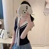 Chaleco Sin Mangas Azul Marino Estilo Puramente Sexy y Dulce con Cuello y Atado para Mujeres Petites, Corte Ajustado, Favorecedor, con Copas en el Pecho, Hermoso Diseño de Espalda