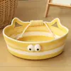 Cama tejida de ratán para gatos, adecuada para todas las estaciones, lavable, transpirable, duradera, nido para dormir para mascotas gato de cuerda de algodón tejida a mano para el verano