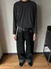Jeans reto preto estilo retrô americano, bainha enrolada, poá, unissex, estilo asiático leve, corte solto, efeito emagrecedor, calça longa de corte clean