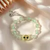 Pulsera de Cuentas Cristalizadas Agrietadas de Gato de Dibujos Animados Dulce de Hada Súper Joyería Versátil de Nicho para Mujer Pulsera de Cuentas Glaseadas Venta al por Mayor