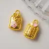 Amuleto de Flor de Durazno Antigua para Paz y Alegría, Cuentas Espaciadoras del Dios de la Riqueza que Conservan el Color con Agujero para Enhebrar Cuentas para Colgantes de Pulsera y Collar Estilo Chino DIY