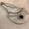 Colar Empilhável Coração Preto Camada Dupla para Mulheres Estilo Cool Hip Hop ins Corrente para Clavícula com Pérolas Estilo Novo 2026