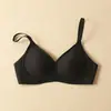 Pedido de Comércio Exterior Waffle Japonês Veludo Franzido Sutiã Sem Aro, Bojo Fixo Fino, Lingerie Sem Costura
