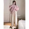 Pantalones Casuales Adelgazantes Holgados de Pierna Ancha con Forro de Felpa para Mujer, Otoño e Invierno Elásticos de Cintura Alta con Caída Versátiles Suaves