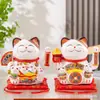 Gato de la Suerte Cerámico de 8 pulgadas con Movimiento de Mano, a Batería o Enchufe, Decoración de Regalo para Escritorio del Hogar, para Apertura de Negocio o como Adorno de Regalo de Empresa