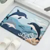 Tapete de Chão com Estampa de Oceano Flanela Banheiro Absorvente Tapete para Pés Porta de Entrada Quarto Tapete para Pés ao Lado da Cama Transfronteiriço
