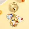 Colgante Creativo de Conejo de la Luna de Mediados de Otoño Dibujos Animados Llavero de Coche Lindo Colgante de Bolsa Regalo Pequeño para Pareja Regalo de Tanabata