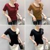 2024 Verano Nueva Moda Camiseta Irregular Diseño para Mujer Top Occidental Ajustado Manga Corta Camiseta Trendy