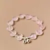 El Deseo del Corazón se Hace Realidad Rosa Flor de Durazno Cristal Corazón Campana Pulsera con Cuentas de Plata 925 para Mujer, Única y Exquisita, Venta al por Mayor de Verano