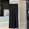 Calça casual feminina de cintura alta, modelagem que afina, drapeada, perna reta estreita, perna larga, calça longa de malha 13735