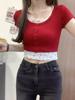 Camiseta Floral de Manga Corta Dulce y Picante Estilo Retro Falsa de Dos Piezas para Mujer Estilo Coreano Verano 2026 Nuevo Top Corto Ajustado