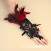 Amazon Transfronterizo Halloween Guantes sin Dedos de Plumas Pulsera de Encaje Negro Accesorios para Manga Negro