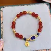 Pulsera Nueva de Ágata Roja Nicho Lujo Ligero Gama Alta Lapislázuli Calabaça Lujo Ligero Rojo del Sur Versátil Estilo Chino Pulsera Lote