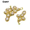 Wt-Jp436 Serie de Alta Venta en Forma de Cruz Colgante con Incrustaciones de Perla de Agua Dulce Chapado en Oro de 18 Quilates Joyería Accesorios de Cobre para DIY